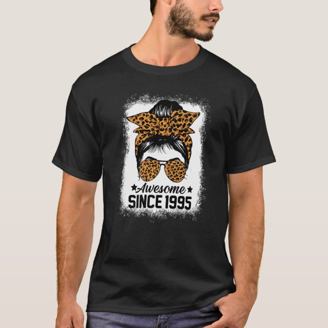 Messy Bun Leoprad Fantastisk sedan 1995, 27 år gam T Shirt (Framsida)