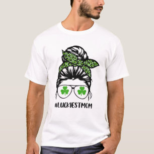 Messy Bun Luckiest Mamma St. Patrick's Day T Shirt