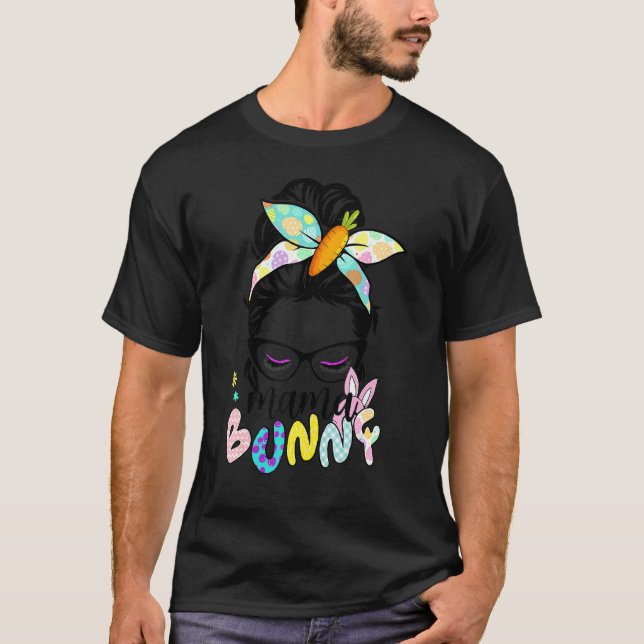 Messy Bun Mamma Bunny Glad påsk Dagen 2022 Kvinnor T Shirt (Framsida)