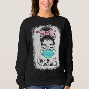 Messy Bun Nurse Life Ansikte Mask Healthcare Nurse T Shirt