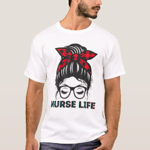 Messy Bun Nurse Life Facemask Att få Saker gjort R T Shirt