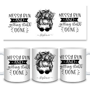Messy Bun och få Saker klar Mamma Life Funny Kaffemugg