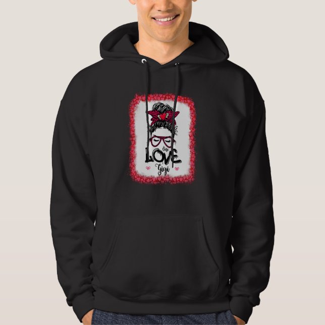 Messy Bun One Loved Gigi Mother Mommy Women Valent Hoodie (Framsida)