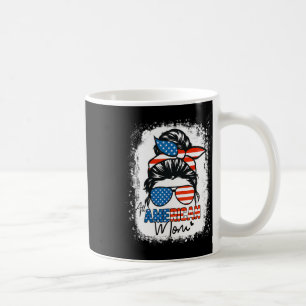 Messy Bun Patriotic Shirt hela amerikanska Mamma 4 Kaffemugg