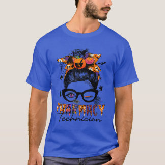 Messy Bun Pharmacyechnician Halloween fest lustig T Shirt