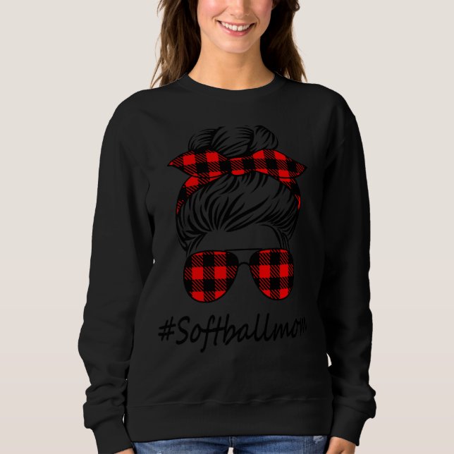 Messy Bun Play Sunglasses Softball Mamma Mammor Da T Shirt (Framsida)
