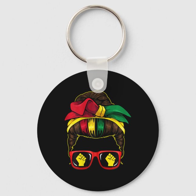 Messy Bun Power Fist Junetelfte Melanin African Am Nyckelring (Framsida)