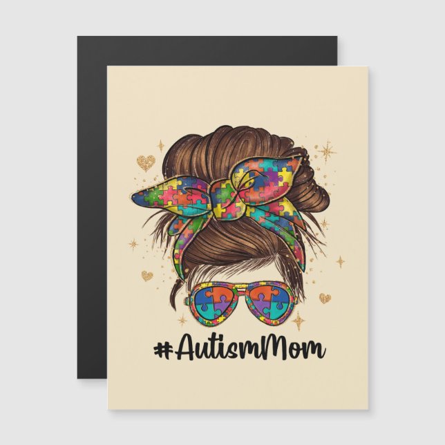 Messy Bun Proud Autism Mamma (Fram/baksida)