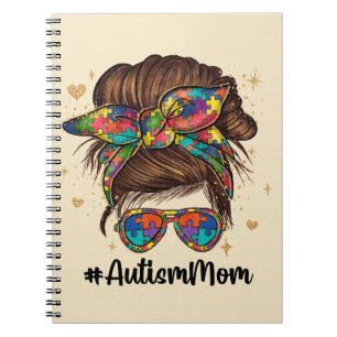 Messy Bun Proud Autism Mamma Anteckningsbok