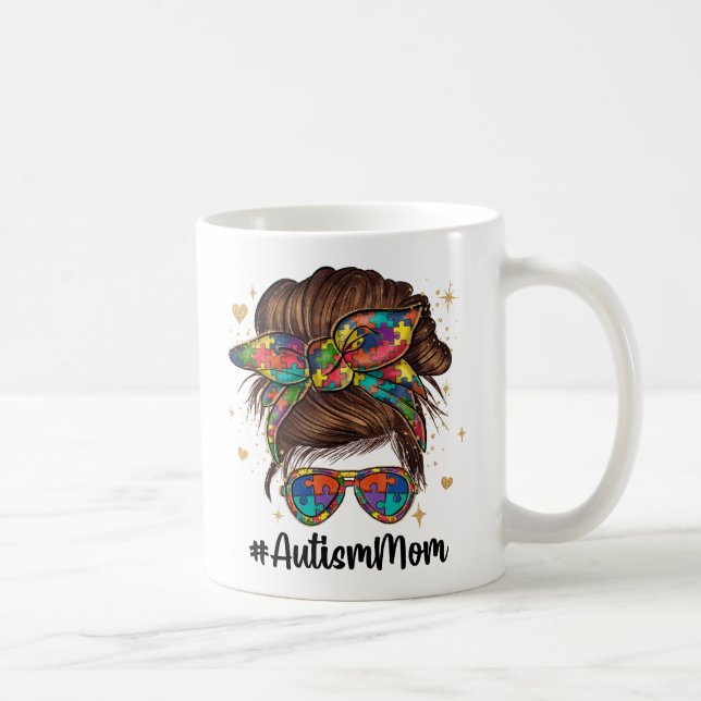 Messy Bun Proud Autism Mamma Kaffemugg (Höger)