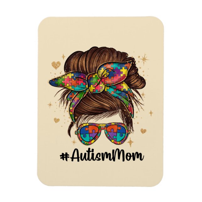 Messy Bun Proud Autism Mamma Magnet (Vertikal)