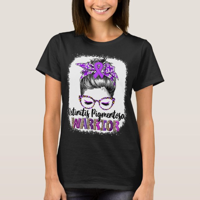 Messy Bun Retinitis Pigmentosa Warrior T Shirt (Framsida)