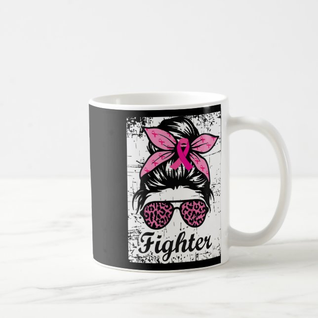 Messy Bun Rosa Warrior Breast Cancer Awareness Kaffemugg (Höger)