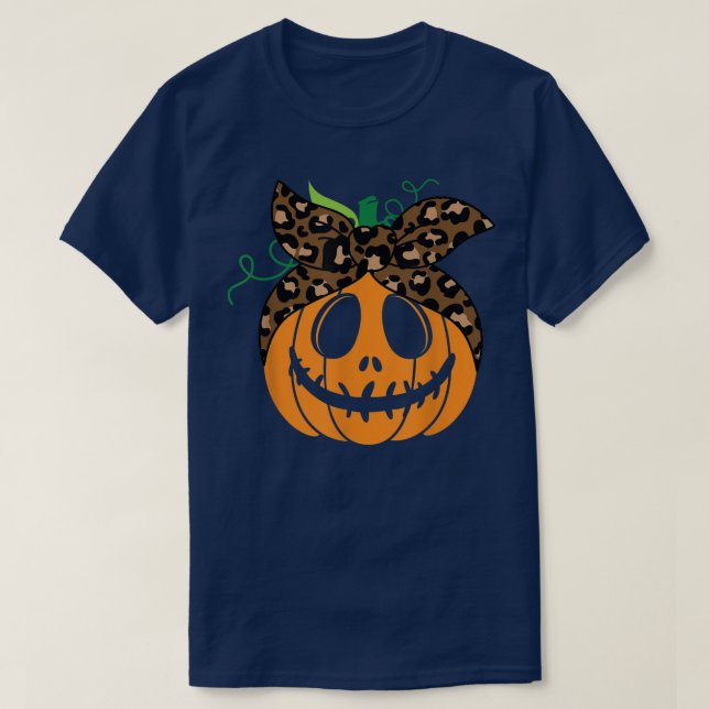 Messy Bun Scary squash Carved Pumpkin Ansikte Hall T Shirt (Design framsida)