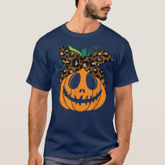 Messy Bun Scary squash Carved Pumpkin Ansikte Hall T Shirt