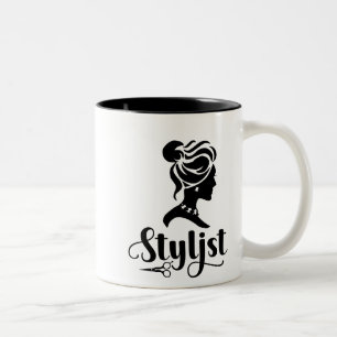 Messy Bun Silhouette Hairstylist Två-Tonad Mugg