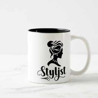 Messy Bun Silhouette Hairstylist Två-Tonad Mugg