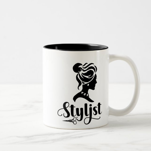 Messy Bun Silhouette Hairstylist Två-Tonad Mugg (Höger)