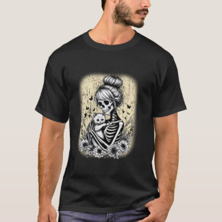 Messy Bun Skeleton Cute Kitten Cat Lovers Hallowee T Shirt