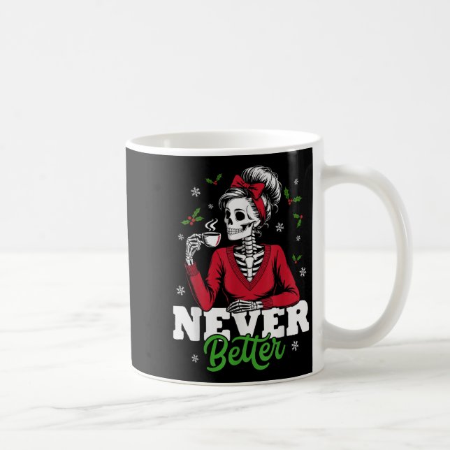 Messy Bun Skeleton Santa Coffee Xmas Funny Women S Kaffemugg (Höger)