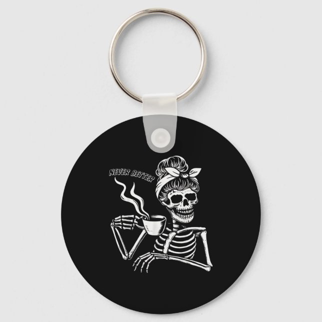 Messy Bun Skeleton Women Halloween Costume Never B Nyckelring (Framsida)