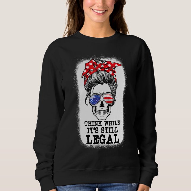 Messy Bun Skull-Tänka medan det fortfarande är lag T Shirt (Framsida)
