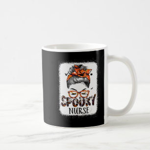 Messy Bun Spooky Nurse Women Pumpkin Halloween Fla Kaffemugg