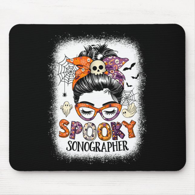 Messy Bun Spooky Sonographer Funny Halloween Costu Musmatta (Framsidan)
