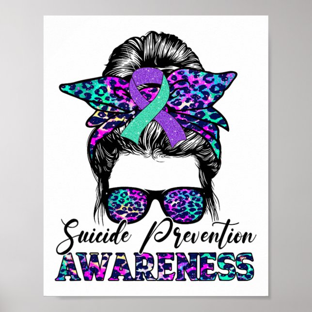 Messy Bun Suicide Prevention Awareness Suicide Rib Poster (Framsidan)