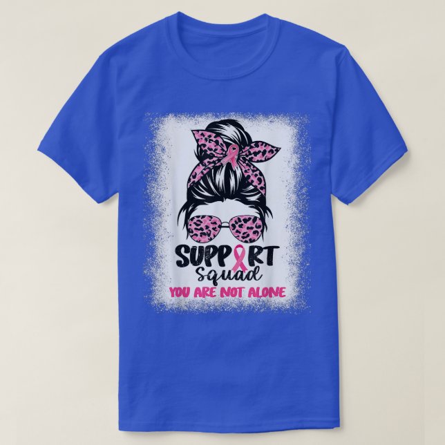 Messy Bun Support Squad Rosa Warrior Breast Cancer T Shirt (Design framsida)
