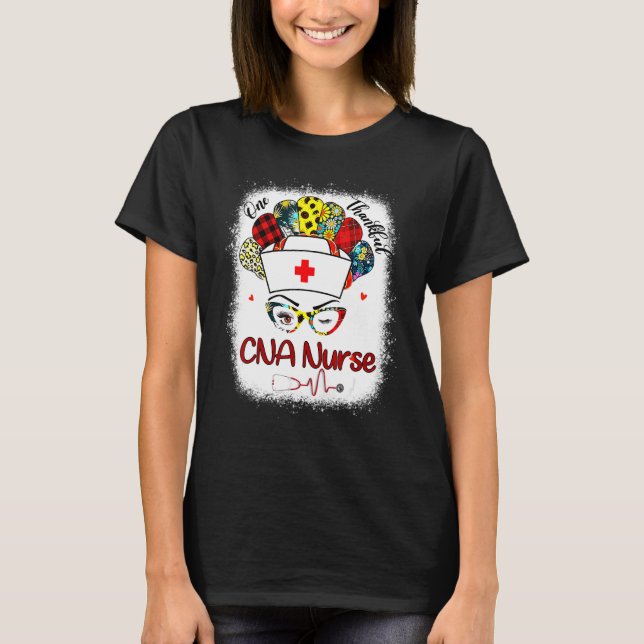 Messy Bun Thankful Cna Nurse, sjuksköterska Thanks T Shirt (Framsida)