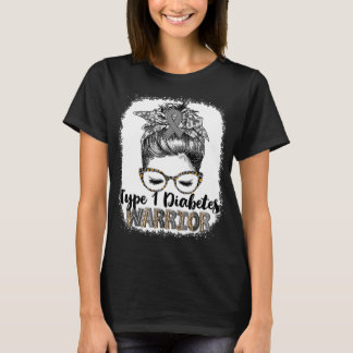 Messy Bun Type 1 Diabetes Warrior T Shirt