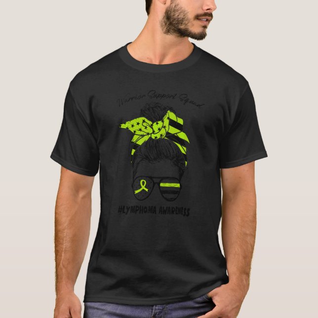 Messy Bun Warrior Stödgrupp Lymfommedvetenhet T Shirt (Framsida)