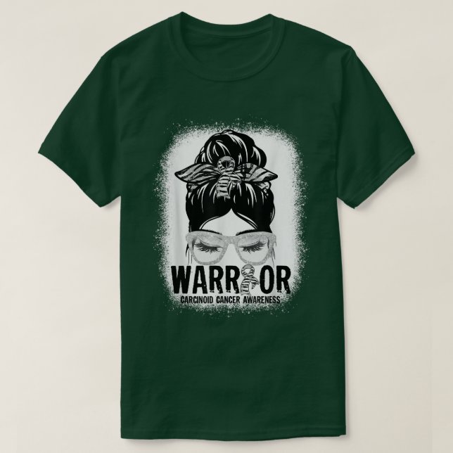 Messy Bun Zebra Ribbon Carcinoid Cancer Warrior Gi T Shirt (Design framsida)