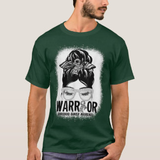 Messy Bun Zebra Ribbon Carcinoid Cancer Warrior Gi T Shirt