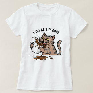 Messy cat drinking coffeeT-Shirt T Shirt