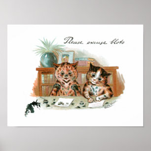 Messy Cats av Louis Wain Postcard Poster