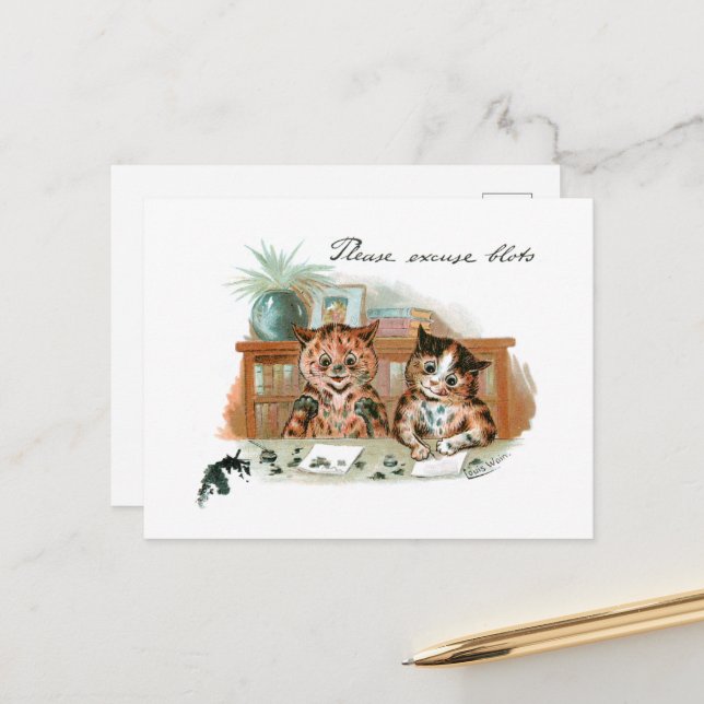 Messy Cats av Louis Wain Vykort (Fram/Back In Situ)