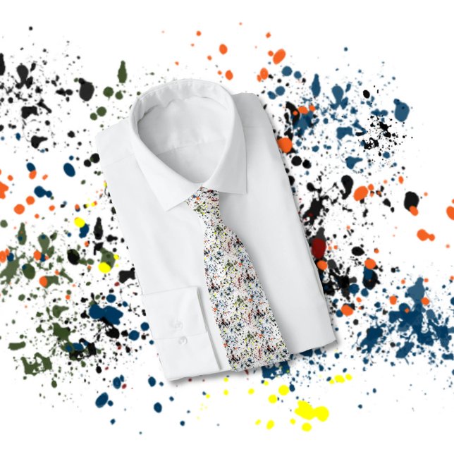 Messy Colorful Paint Splatters Modern Abstrakt Slips (Original abstract tie for art lovers. )