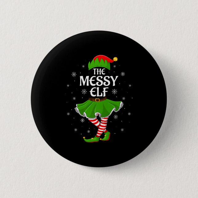 Messy Elf Christmas Family Girls Women Elf Squad X Knapp (Framsida)