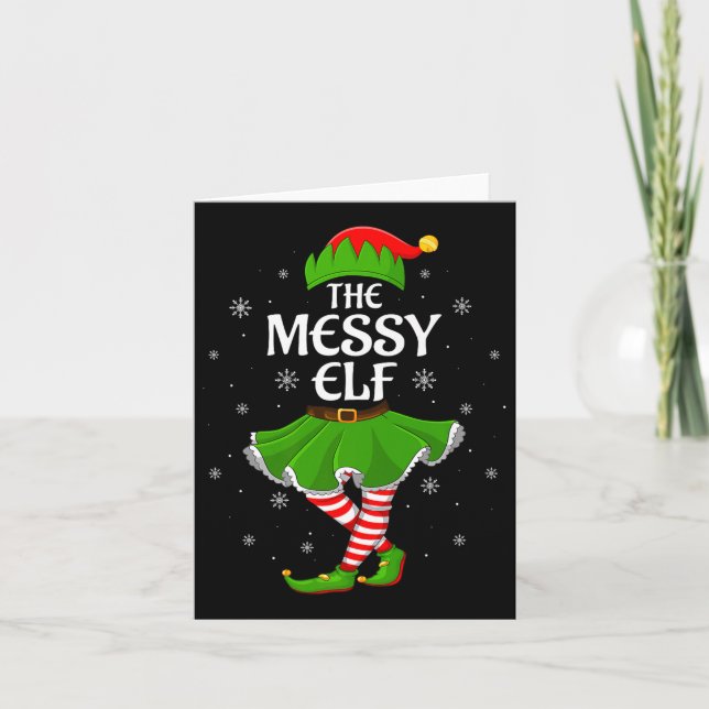 Messy Elf Christmas Family Girls Women Elf Squad X Kort (Framsida)