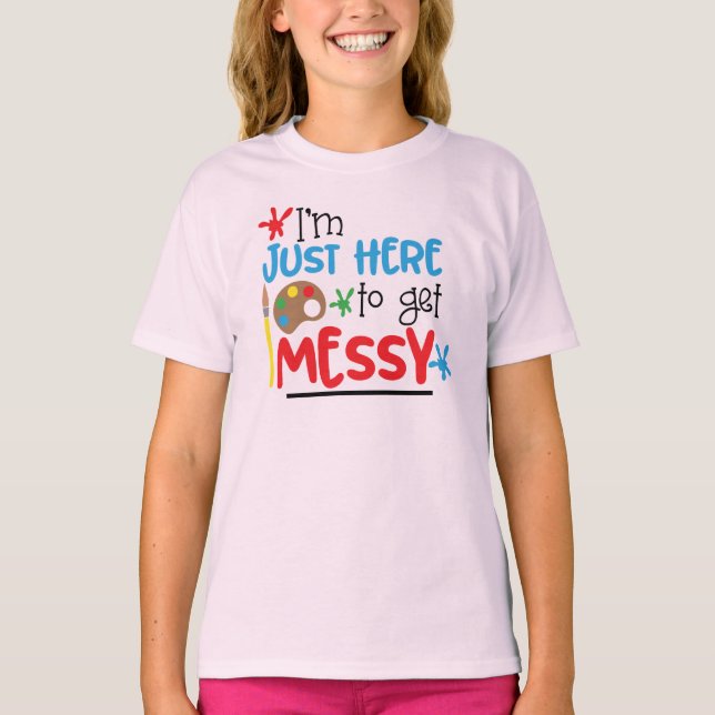 Messy - Girls' Hanes TAGLESS® T-Shirt (Framsida)