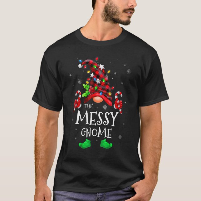 Messy Gnome Buffalo Play Matching Family Christma T Shirt (Framsida)