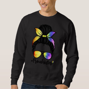 Messy Hair Bun Proud Sister Lgbt Gay pride Support Lång Ärmad Tröja