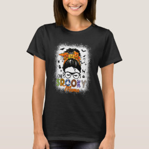 Messy Hair Bun Spooky Mamma Fall Halloween Pumpkin T Shirt