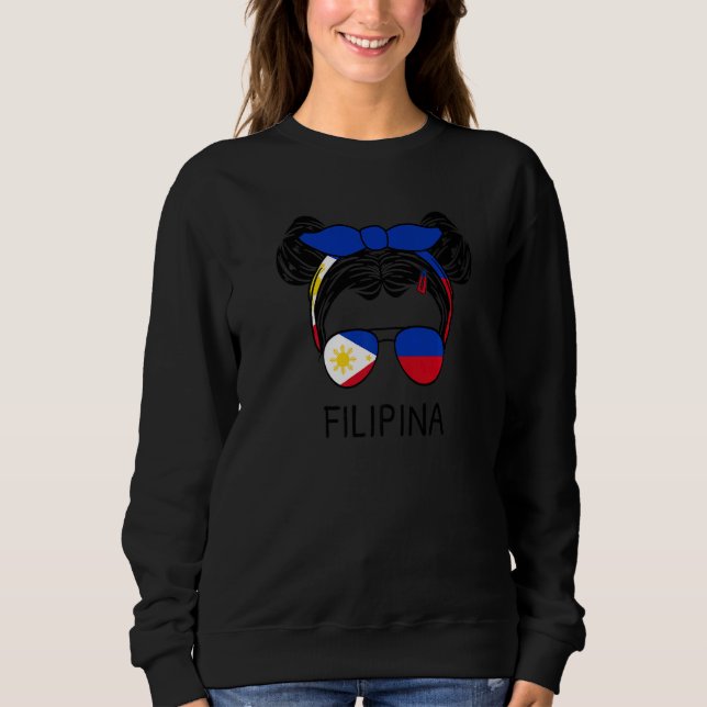 Messy Hair Filipina Girl Philippines Pride Women L T Shirt (Framsida)