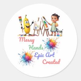 Messy Händer Epic Art Celebrate World Art Day Runt Klistermärke