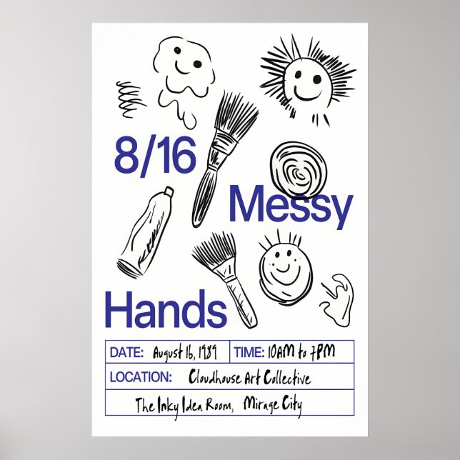 Messy Hands Poster Print Playful Brushstrokes (Framsidan)
