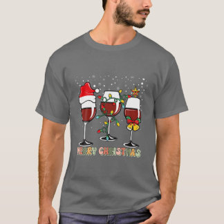 Messy jul-glaset Vin med jultomtskålen T Shirt