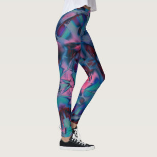 Messy kurvor polerad av ljuscyan till rosa hues leggings
